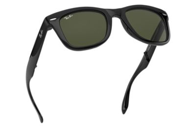 ray ban folding wayfarers rb4105 in matte black and violet mirror lenses