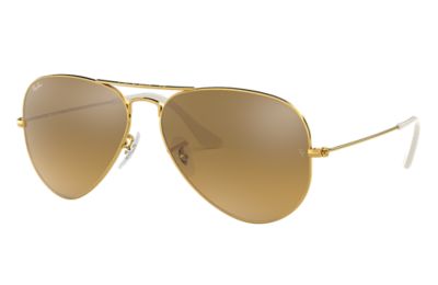 ray ban gold and brown aviators