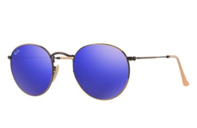 ray ban round blue mirror sunglasses