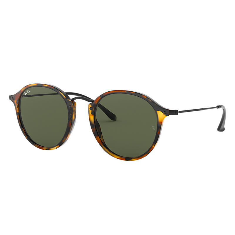 Ray Ban Round fleck Unisex Sunglasses Verres: Vert, Monture: Noir - RB2447 1157 52-21