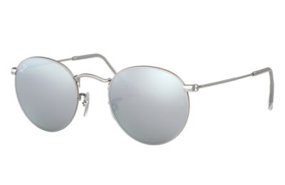 ray ban round silver