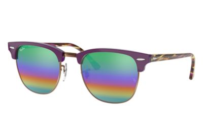 Rayban Ray Ban Clubmaster Mineral Flash Lenses Unisex Sunglasses Groen Frame Violet Rb3016 1221C3 51 21 rayban kopen in de aanbieding