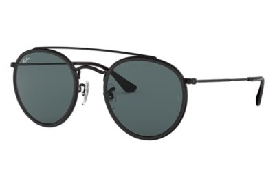 Ray-ban Round Sunglasses In Black With Double Brow | David