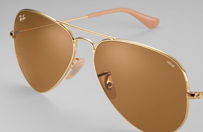 brown and gold ray ban aviators