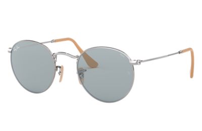 Rayban Ray Ban Round Evolve Unisex Sunglasses Lenses Blauw Frame Zilver Rb3447 9065I5 50 21 rayban kopen in de aanbieding