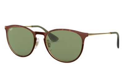 Rayban Ray Ban Erika Metal Unisex Sunglasses Lenses Groen Frame Goud Rb3539 91352 54 19 rayban kopen in de aanbieding