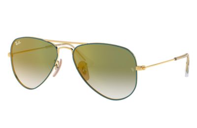 Rayban Ray Ban Aviator Junior Unisex Sunglasses Lenses Groen Frame Goud Rj9506S 275W0 50 13 rayban kopen in de aanbieding