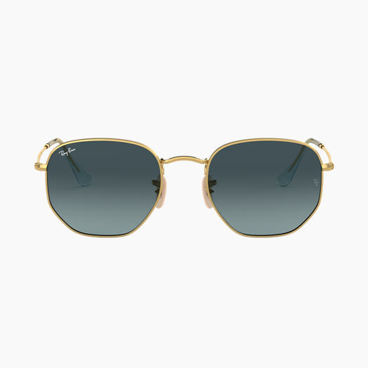 Ray-Ban HEXAGONAL FLAT LENSES Gold with Blue Gradient lens