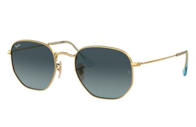 Rayban Ray Ban Hexagonal Flat Lenses Unisex Sunglasses Blauw Frame Goud Rb3548N 91233M 54 21 rayban kopen in de aanbieding
