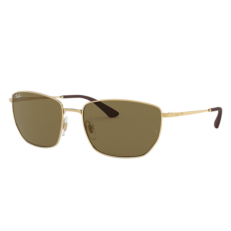 Ray Ban Rb3653 Homme Sunglasses Verres: Marron, Monture: Or - RB3653 001/73 60-18