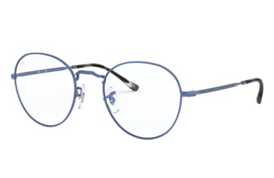 Ray Ban Round Metal Optics Ii Eyeglasses Transparent Blue Frame Clear ...