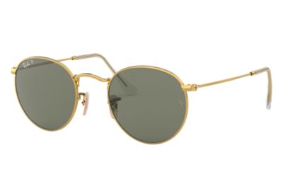 Ray-Ban Sunglasses ROUND METAL CLASSIC Gold with Green Classic G-15 lens