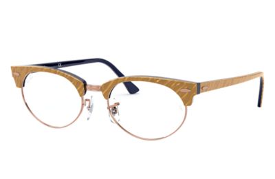 RAY BAN CLUBMASTER OVAL OPTICS EYEGLASSES WRINKLED BEIGE FRAME CLEAR LENSES 50-19