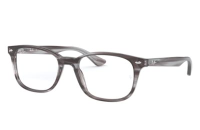 RAY BAN RB5375 OPTICS  GRAU GESTREIFT FASSUNG KLAR GLAS POLARISIERT 53-18