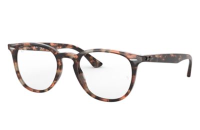 RAY BAN EYEGLASSES UNISEX RB7159 OPTICS - SHINY PINK HAVANA FRAME CLEAR LENSES POLARIZED 50-20