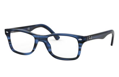 RAY BAN RB5228 OPTICS  BLAU GESTREIFT FASSUNG KLAR GLAS POLARISIERT 50-17