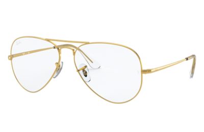 RAY BAN AVIATOR OPTICS  GOLD FASSUNG KLAR GLAS 55-14