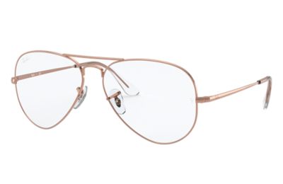 RAY BAN AVIATOR OPTICS  GLÄNZENDES ROSE GOLD FASSUNG KLAR GLAS 58-14