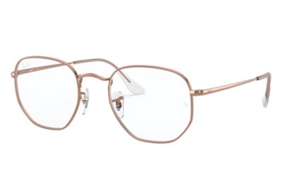 RAY BAN HEXAGONAL OPTICS  GLÄNZENDES ROSE GOLD FASSUNG KLAR GLAS 51-21
