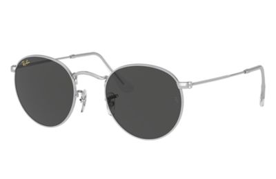 ray ban dark grey round metal sunglasses