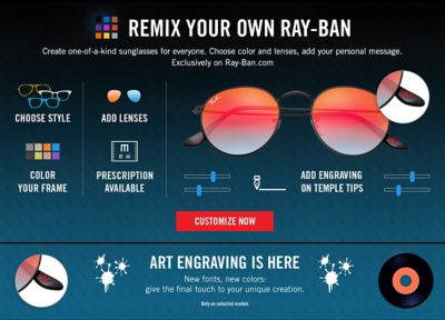 Custom and Personalized Sunglasses Remix RayBan® USA