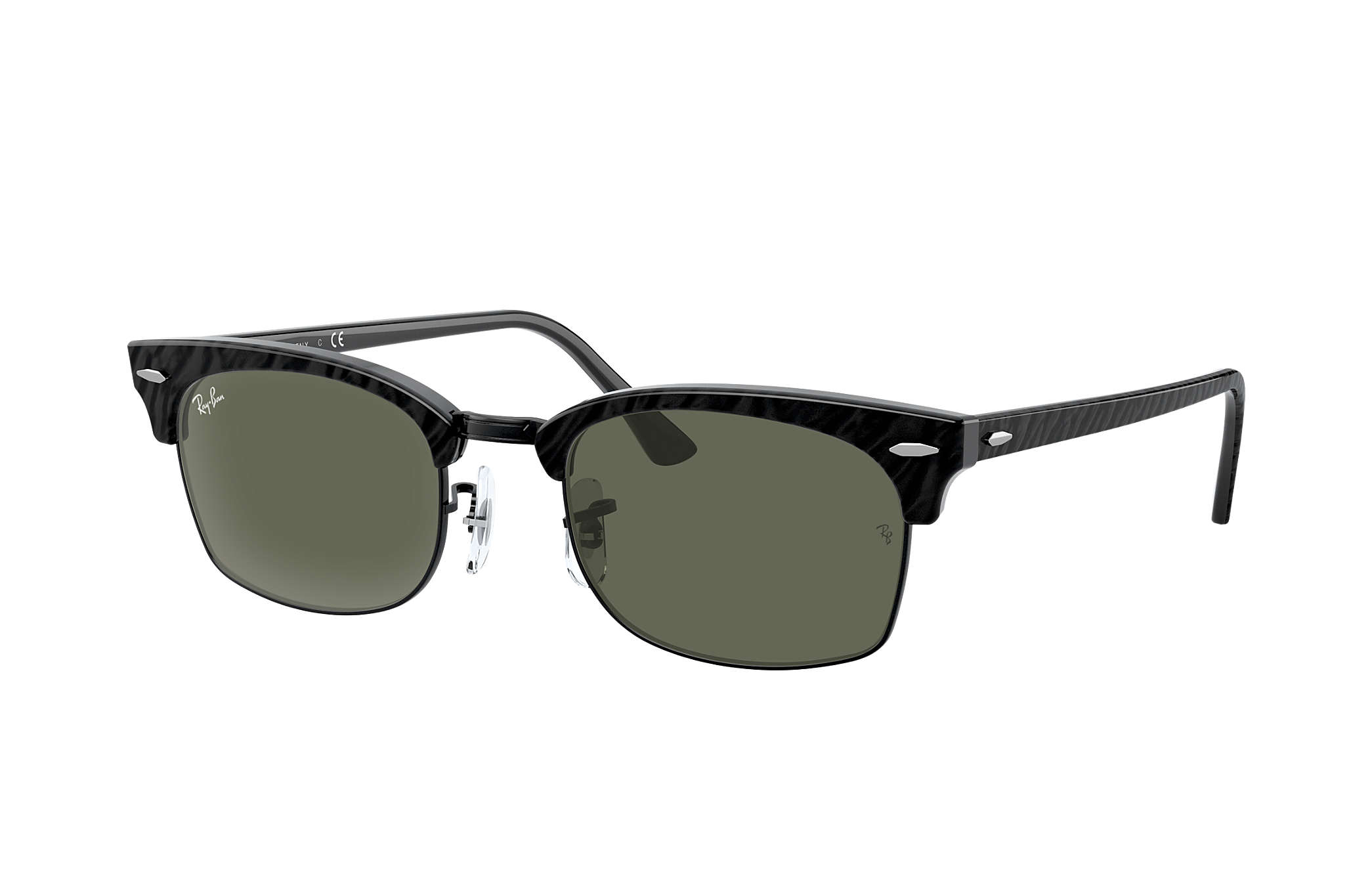 Ray Ban Clubmaster Square Rb3916 Wrinkled Black Acetate Green Prescription Lenses 0rbb152 Ray Ban Uk